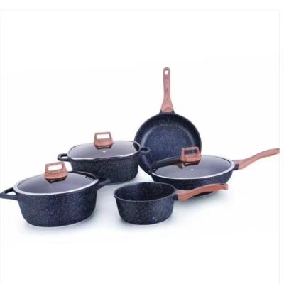 China 2020 Sustainable Premium Product Nonstick Cookware Set Aluminum Pots And Pans Nonstick Cookware , Cookware Set With Wood for sale