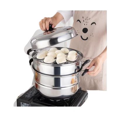 China Viable New Design Chinese Multilayer Steamer Pot Stainless Steel Food Steamer Pots with 2 Layers Steamer Rack for sale