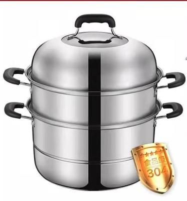 China Food Grade 304 Stainless Steel Steamer Pot Sustainable Material Stainless Steel Home Restaurant Cooking 36cm Aluminum Steamer Pot for sale