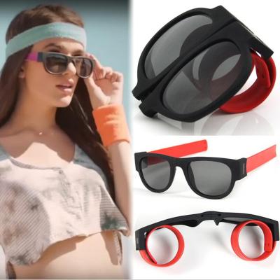 China New Fashion Anti UV400 Folding Slap Wristband Shading Sun Glasses Wrap Sunglasses Wristband With UV400 for sale