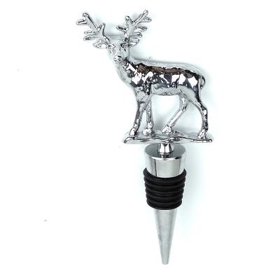 China Viable Fancy Head Shaped Metal Design Deer Wine Bottle Stopper For Bar Pourers Home Decoration for sale