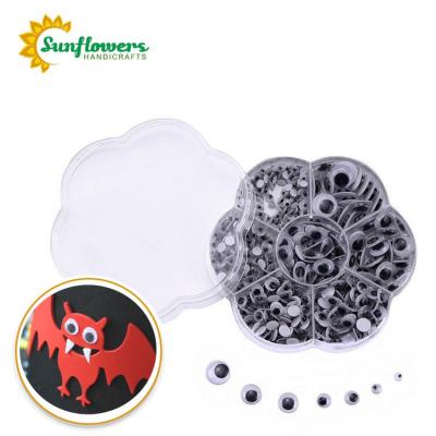 China 500PCS educational toy size mixed4mm-12mm white and black googly eyes self-adhesive in portable plastic box for sale