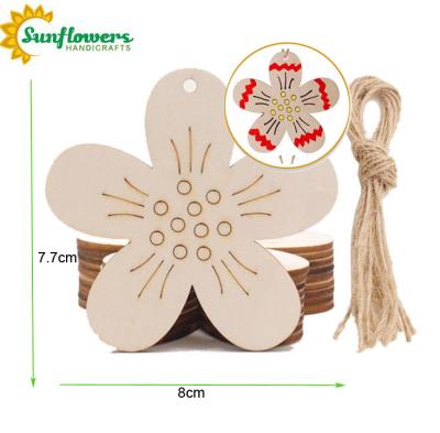 China Europe Flower Wooden Shapes With Drawing Pen For DIY Easter Party Decorations Gifts for sale