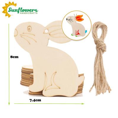 China Hot Sales Easter Bunny Rabbit Wooden School Decorations 10pcs Per Bag 3.1