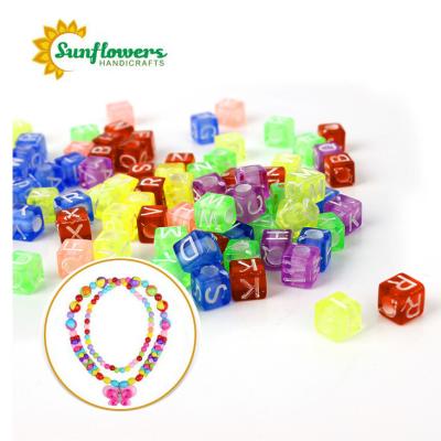 China Creative Diy Craft Projects Hot Selling 1000pcs Per Bag Cube Multi Color 7mm Plastic Alphabet Letters Loose Beads For Diy Creative Crafts Projects for sale