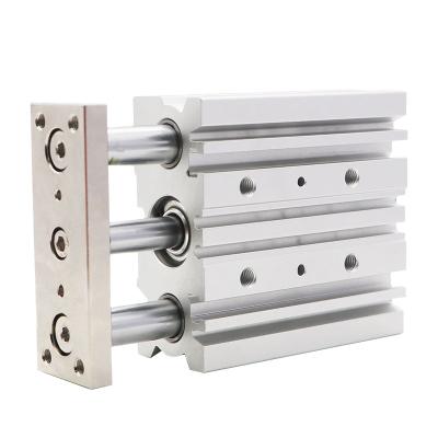 China Hotels SMC type with thin guide rod pneumatic three-rod cylinder TCM/MGPM16-10/20/30/40/50/75/100 type pneumatic cylinder for sale