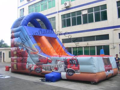 China Customized Outdoor Inflatable Slide / Commercial Fire Truck Inflatable Slide for sale