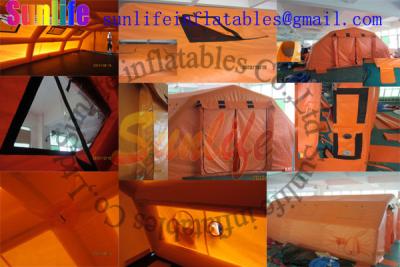 China inflatable air tight 0.6mm pvc tarpaulin orange outdoor emergency medical tent for sale