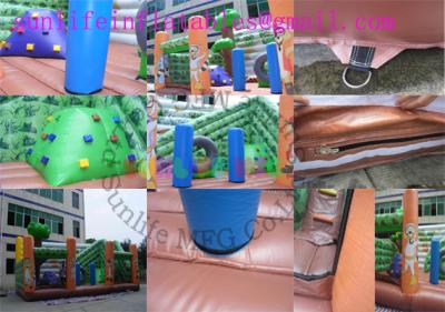 China Exciting Jungle Inflatable Bouncy House Slide / Funtime Bouncy Castles With Slide for sale