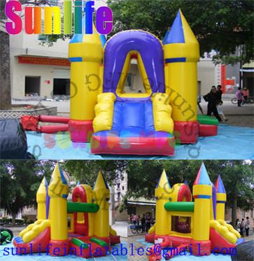 China Mini Yellow Inflatable Bouncer Slide Combo , Bouncy Castles With Slide For Fun for sale