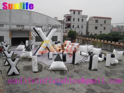 China Fire Resistant Inflatable Paintball Bunkers , Sup Airball Bunkers Water Rental for sale