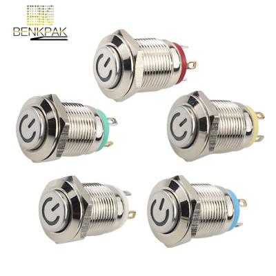 China Momentary Waterproof Push Button Switch 12mm Extende LED/ Metal Switch for sale