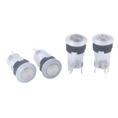 China 16mm waterproof plastic push button switch with LED lamp latching PC 16mm electrical switches for sale