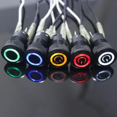 China 16mm With Momentary LED Lamp 16mm Waterproof Plastic Black Push Button Switch for sale