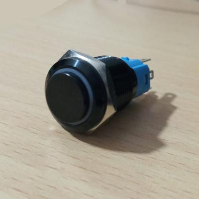 China 16mm Black Momentary Push Button Switch 1NO 1NC Metal Switch With Extended Main Button 16mm High for sale