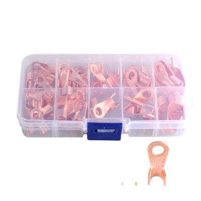 China Bare Connector OT Ring Copper Lugs Open 10/20/30/40/50A Splice 70PCS Battery Terminal Wire Circular Copper Cable Copper Lugs for sale