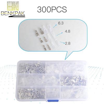 China 300Pcs 6.3/4.8/2.8 Insulated Crimp Electric Spade Spade Electrical Plugs Matched Cold Press Set / Terminal for sale