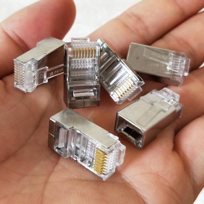 China type rj45 metal cat6 connector shielded network connectors rj45 plug terminals 8p8c for stp ethernet cable switch modem Rj45 8p8c socket for sale