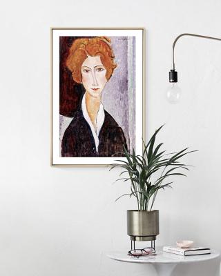 China Modern Floating Frames Pictures Canvas Painting by Myriart Stretched Art Prints Ready to Hang Amedeo Modigliani Woman with Red Hair for sale