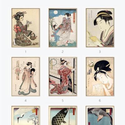 China Excellent art traditional Japanese nude beauty Myriart giclee portrait images eight figurative painting landscape for sale