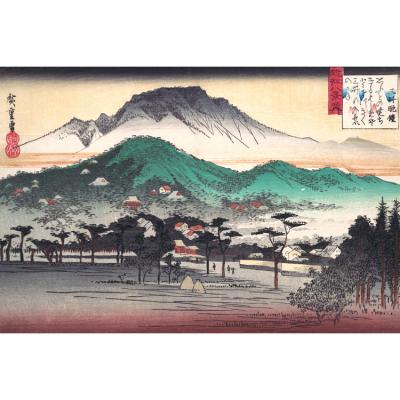 China Myriart Traditional Japanese Landscape Art Painting Mii Landscape Picture Traditional Japanese Evening Bell at Temple by Ando Hiroshige for sale