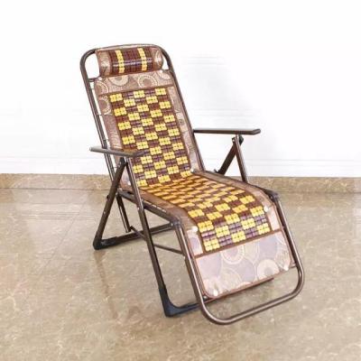 China Outdoor Garden Chair Steel With Armrest Steel Folding Lounge Chair With Bamboo Surface for sale