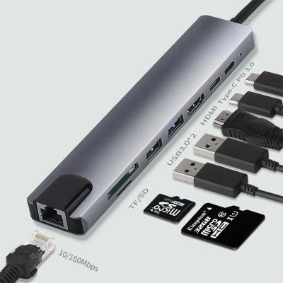 China Usb C Hub RJ45 Lan Ethernet Gigabit Charging Hdmi Tipo C Type C Usb Hub 3.0 Hub 12.5x12.5x3.5cm for sale