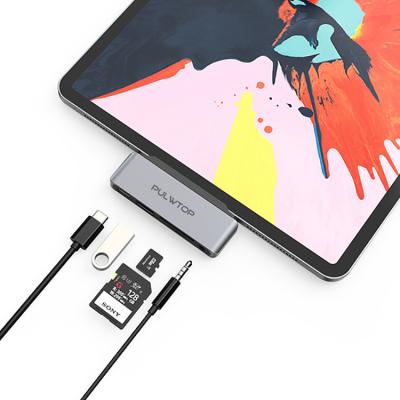 China Aluminum Professional Pulwtop Type Mini C Docking Adapter USB 3.0 Hub USB 3.0 Document Card Reader Adapter For iPad Pro for sale