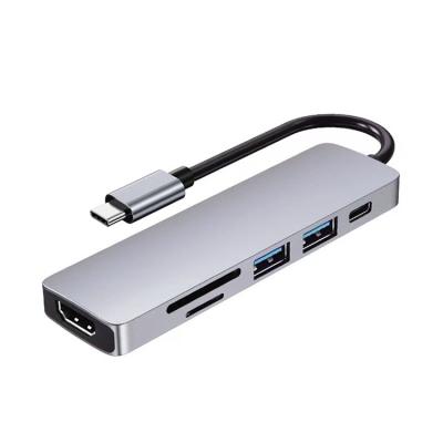 China USB C Hub PD 6-in-1 Type C Adapter Mini Docking Station Aluminum with 4K 30Hz HDMI USB 3.0 USB 2.0 SD/TF Card Reader KZ23-hc-13C for sale