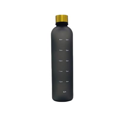 China Sustainable Wholesale 1000ml/32oz Glass Bottles Drinking Bottled Water Frosted With Time Marker for sale