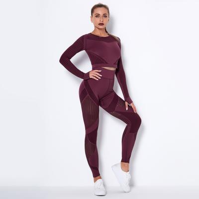 China Antibacterial Workout Sets Women 2 Piece Yoga Fitness Clothes Sportswear Exercise Legging Grow Top Gym Clothes for sale