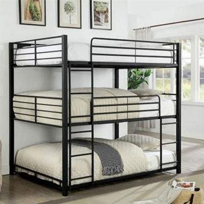 China Factory Wholesale Metal Triple Three Bunk Bed Easy Set of 3 Layer Boarding Triple Beds for 3 Row Loft Bunk Bed Dorm for sale