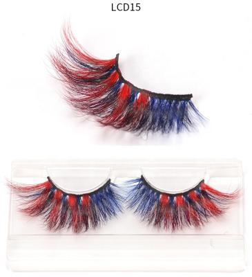 China Sexy Eyelashes 5D Stereoscopic False Cross Eyelashes 25mm Color Long Super Flexible Mink Lashes Long for sale