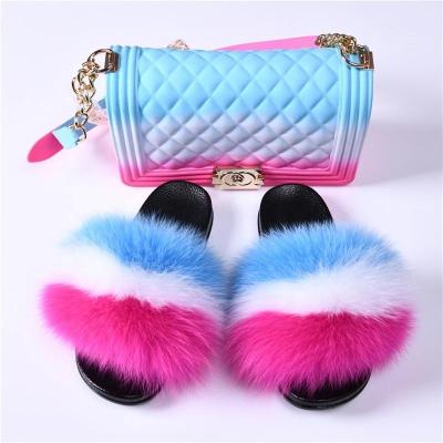 China Anti-odor summer women's fur slippers with colorful bags and colorful colors can be customized slippers are furry for sale