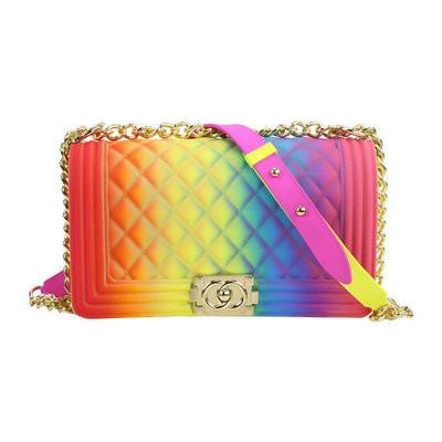 China 2020 Fashion Top Selling Wholesale Colorful Luxury Chain Purse Women Bags Colorful Candy Jelly Handbags for sale