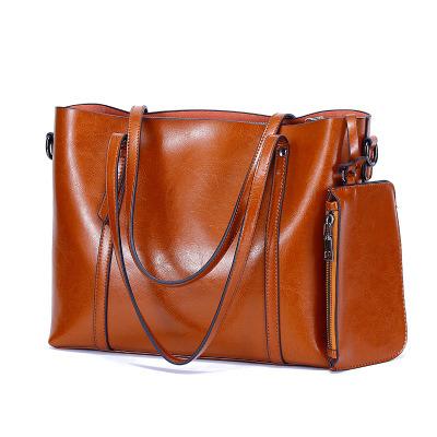 China European fashion bag women's new products and American fashion women's cowhide one bag shoulder handbag large-capacity women's shopping for sale