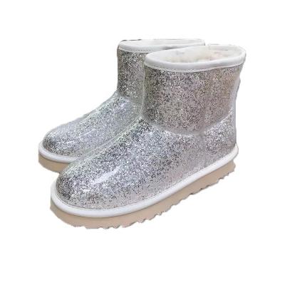 China High quality bling bling leather snow boots warm lightweight winter snow boots for ladies with new design for sale