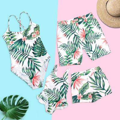 China Wholesale Mommy and Me QUICK DRY Floral Prints Swimsuit Baby Boy Swimwear Family Matching Set for sale