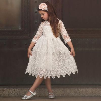 China Breathable autumn and winter explosions girls dress lace bow waist princess long sleeve dress for sale