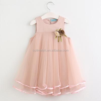 China Fashion breathable wholesale girls dress hot sale summer tutu flower dress kidsChiffon dress with ribbon for sale