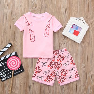 China Wholesale Children's Summer Lolita Style Short Sleeve Panties Outfit Girls Cartoon Giraffe Home Set Pajamas For Kids for sale