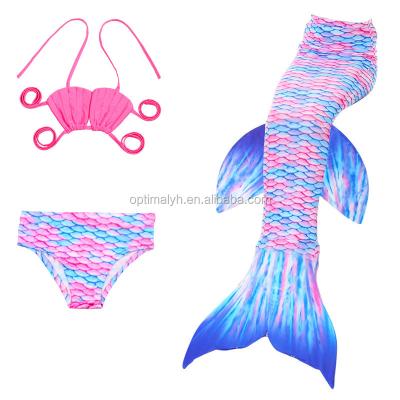 China Wholesale Customized QUICK DRY Yong Girls 3 PCS Bikini Set Summer Girls Mermaid Tail Swimsuit for sale