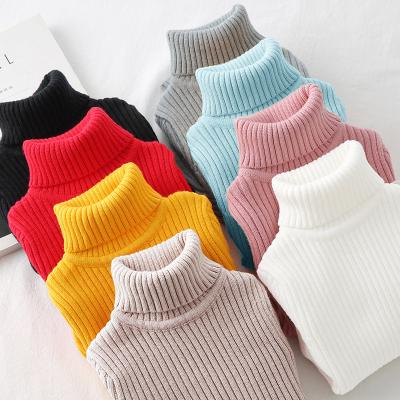 China Sustainable Girls Turtle Neck Sweater Knit Solid Color White Children's Sweater for sale