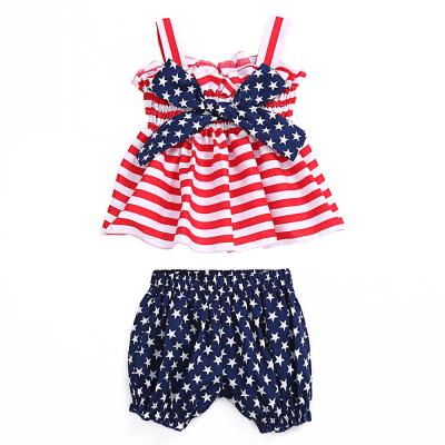 China Breathable Wholesale Kid Clothes Red Ruffle Panty Clothes Kids Clothing Set 4th Of July Baby Outfits for sale