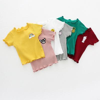 China Viable New Children's Clothing Girls Cotton Fruit Embroidered Short Sleeve T-Shirt for sale