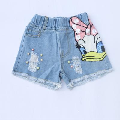 China Wholesale New Breathable Girls Fashion Hole Jean Short Cartoon Princess Cowboy Short Kids Clothing for sale