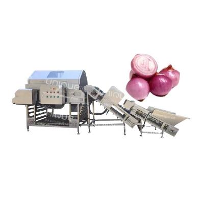 China Automatic Onion Processing Line with Food Beverage Onion Peeling and Cutting Machine for sale