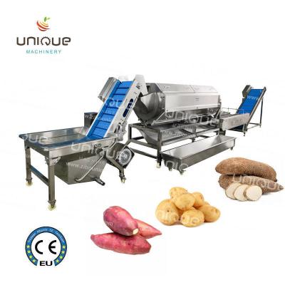 China Máquina de peeling de mandioca para linha contínua de peeling de vegetais de raiz em grandes lojas de alimentos à venda