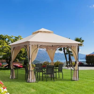 China Outdoor Patio Gazebo Canopy Shelter\Garden\Outdoor Flysheet with Netting 10' x 10' Patio Gazebo with Corner View Shelves for sale