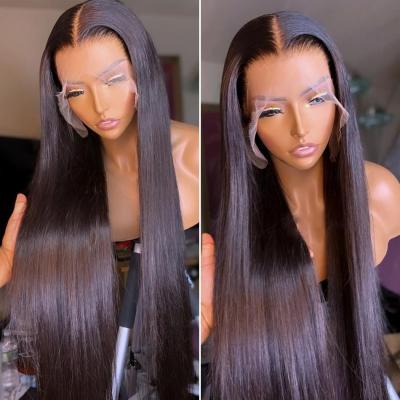 China Super Thin Silky Straight Wave Lace Front 13X6 30 Inches Straight Human Hair Wigs 13X4 Pre Pluck Virgin Cuticle Aligned Hd Lace Frontal Wig for sale